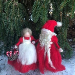 Santa Claus and Mrs Claus felted Christmas figure